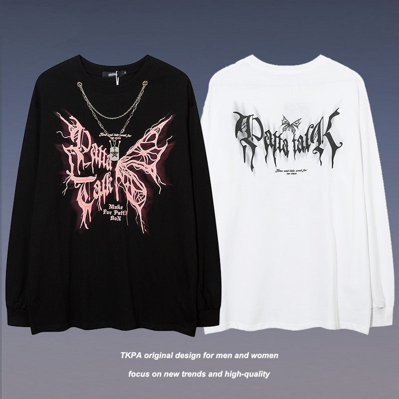 Men Long Sleeve Shirt Printed Couple Long Sleeve T-shirt Men and Women All-Matching Base