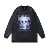 Men Long Sleeve Shirt Fashion Brand Printing Washed and Worn Long Sleeve T-shirt Men and Women Couple