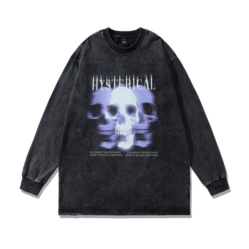 Men Long Sleeve Shirt Vintage Floral Print Long Sleeves T-shirt Men and Women Couple Hip Hop Base