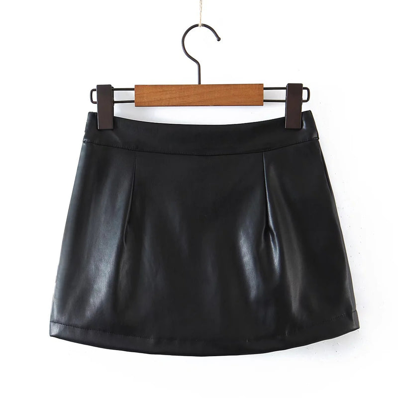 Women Skirt PU Leather Women's Fall Winter Skirt Anti-Skirt