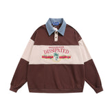 Men Hoodie Stitching Embroidered Letters Men's Loose Spring and Autumn Long Sleeve Polo Shirt