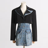 Frankie Shop Hourglass Blzer Women's Clothing Fashionable Jacket Denim Skirt