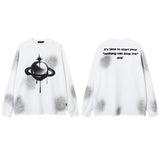 Unisex Vintage Hoodie Long Sleeve T-Shirt Crew Neck