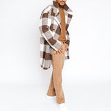 Men Jack Men's Overcoat Coat Plaid Trench Coat Autumn and Winter