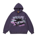 Men Hoodie Inkjet Printed Hoodie Paste Cloth Embroidery Letters