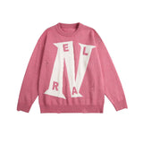 Unisex Sweatshirt Autumn Ripped Letter-Printing round Neck Sweater