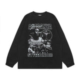 Men Long Sleeve Shirt Cartoon Long Sleeve T-shirt Men's and Women's Ins Distressed Bottoming Top