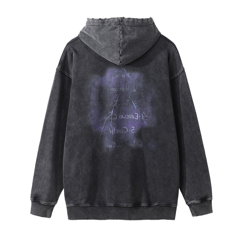 Men Hoodie Printed Hoodie Men's Loose Distressed Handmade