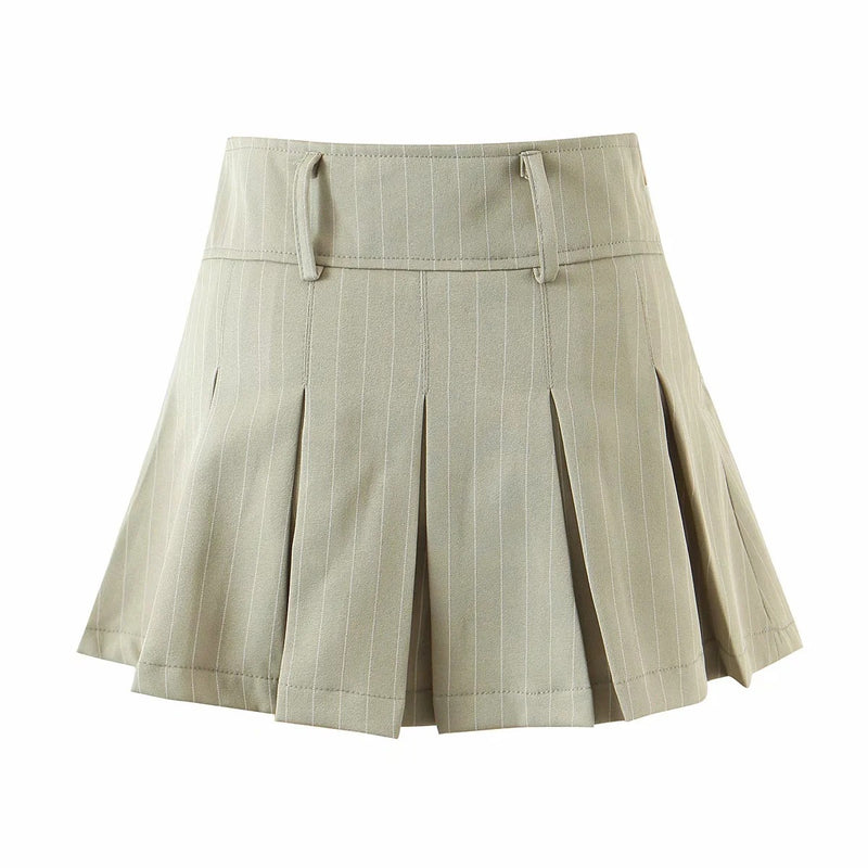 Women Skirt Retro College Style Striped Skirt Ins
