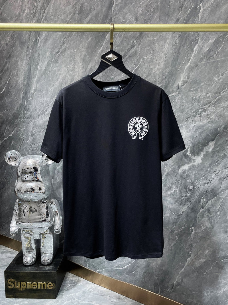 CHH Chrome Hearts T Shirts Letter Embroidered Leather Patchwork Short Sleeve T-shirt