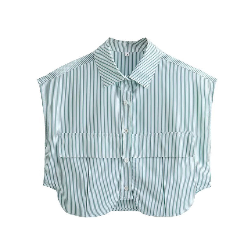Women T-Shirt Striped Stitching Loose Shirt Top