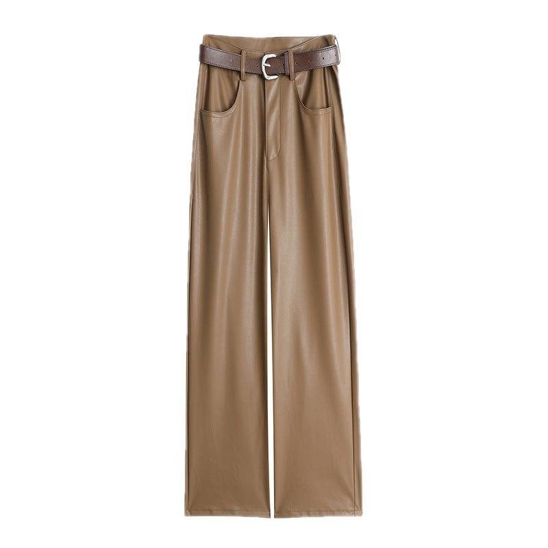 Palazzo Pants Loose Wide Leg Pants Fall/Winter Leather Pants Casual Long Pants