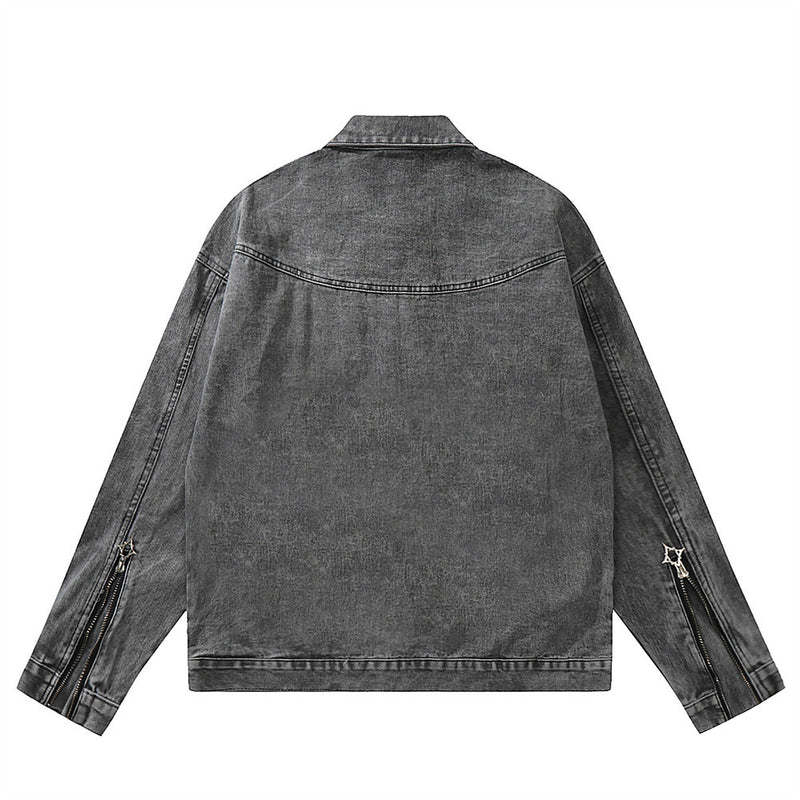 Men Denim Jacket Denim Coat Men's Clothing Spring and Autumn Loose Washed-out Distressed Jacket