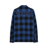Men's Long Sleeve T Shirt Plaid Embroidered Letter Shirt Men's Ins Loose Casual