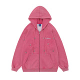 Men Hoodie Star Loose Wash Men's Autumn and Winter Zipper Cardigan Outerwear