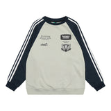 Men Hoodie Spring and Autumn Loose Sports round Neck Sweater Raglan Sleeve Pullover Top