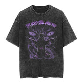 Graphic Vintage Acid Wash Cotton Tee for Men Women