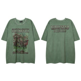 Men T Shirt Vintage Distressed Washed Loose Casual Short Sleeve T-shirt for Men and Women