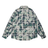 Men Long Sleeved T Shirt Tie-Dyed Washed Plaid Shirt Men's Spring and Autumn Casual Loose Long Sleeve Lapel Shirt