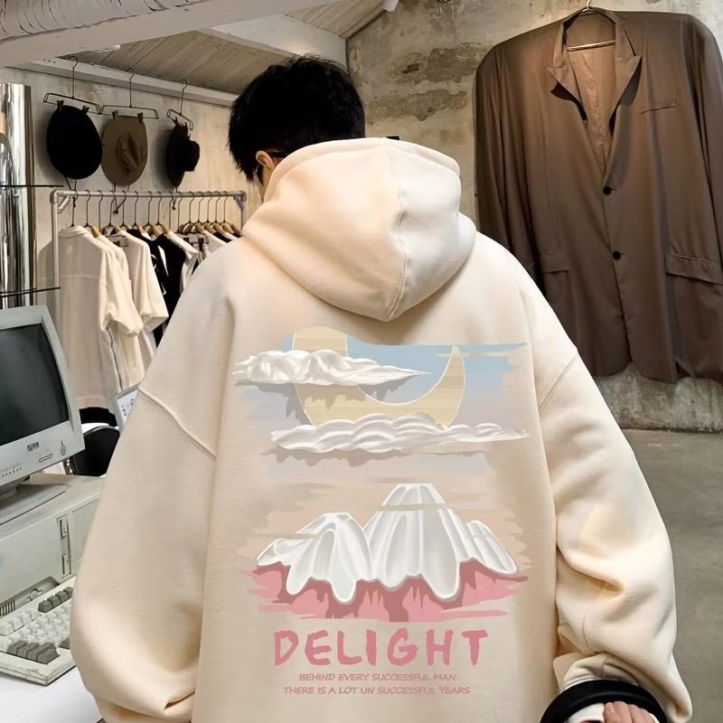 Men Hoodie Sweater Men's Spring and Autumn Hooded Ruffle Handsome Men's Long-Sleeved Jacket