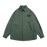 Men Long Sleeved T Shirt Long Sleeve Vertical Striped Shirt Men's Casual High Street Loose Shirt