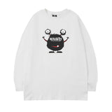 Men Long Sleeve Shirt Alien Printed Long Sleeve T-shirt Men's Loose round Neck Couple