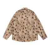 Men Long Sleeved T Shirt Floral Print Long Sleeve Shirt Men's Loose Spring and Autumn Lapel Shirt