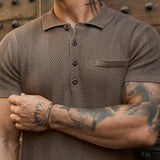 Men's Shirt Autumn Men's Polo Shirt Casual Long-Sleeved Knitted