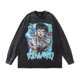 Men Long Sleeve Shirt Dark Print Distressed Bottoming Long Sleeve T-shirt Men and Women