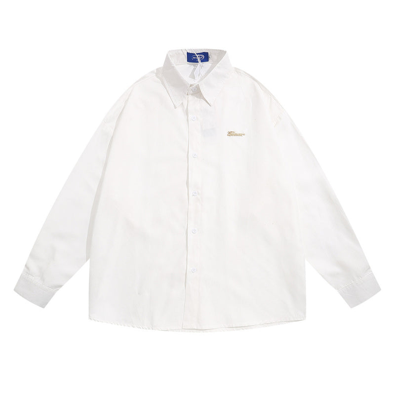 Men Long Sleeve T Shirt Spring and Autumn Leisure Long Sleeve Shirt Simple, Loose and Versatile Lapel Shirt