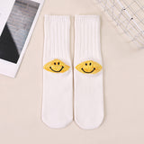 Kapital Sock Hitian Hehong Thick Thread Smiley Face Japanese Ins Trendy Socks Contrast Knitted Long Tube Pile Women