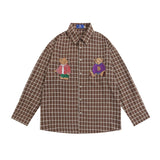 Men Long Sleeved T Shirt Embroidered Shirt Men's Spring and Autumn Long Sleeve Lapel Shirt Outer Wear Loose