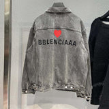 Graffiti Bomber Jacket Graffiti Cola Embroidery Denim