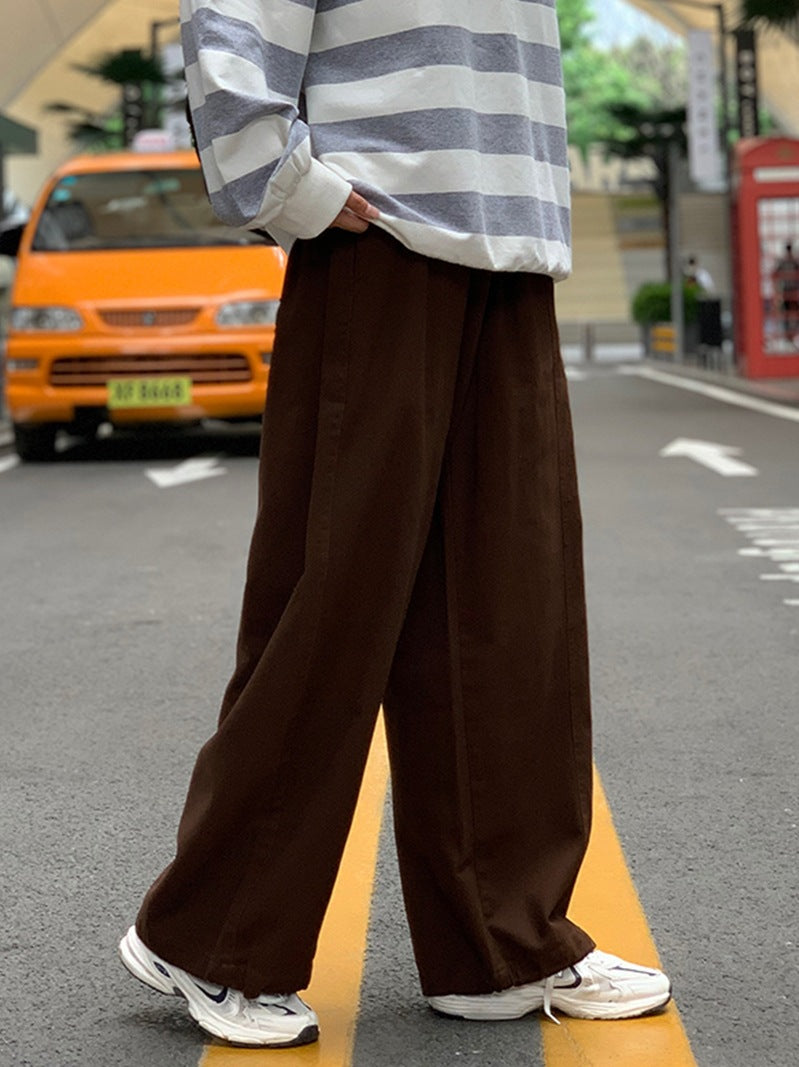 Men Sweatpants Retro Ankle-Tied Straight Men's Loose Wide-Leg Pants