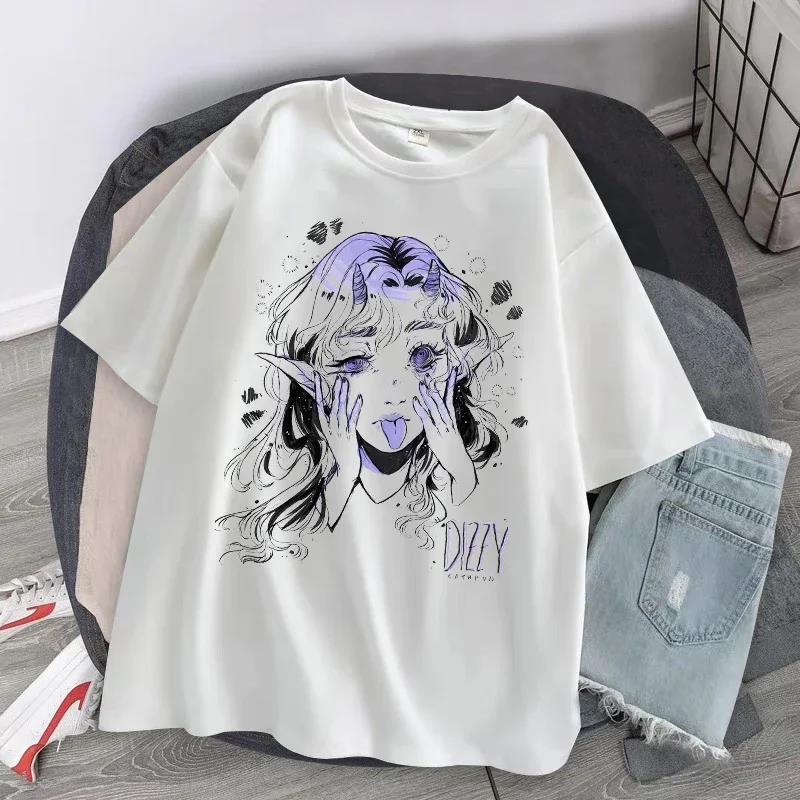 Women Oversized T-shirt Kawaii Goth Harajuku Music Girl Prin