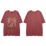 Men T Shirt Vintage Distressed Washed Loose Casual Short Sleeve T-shirt for Men and Women