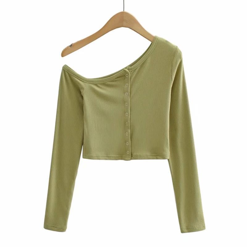 Women T-shirt Fall Slim Fit Short Long Sleeve Top