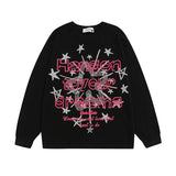Men Long Sleeve Shirt Idle Style Alphabet Graffiti Print Long Sleeve T-shirt Men and Women All-Matching