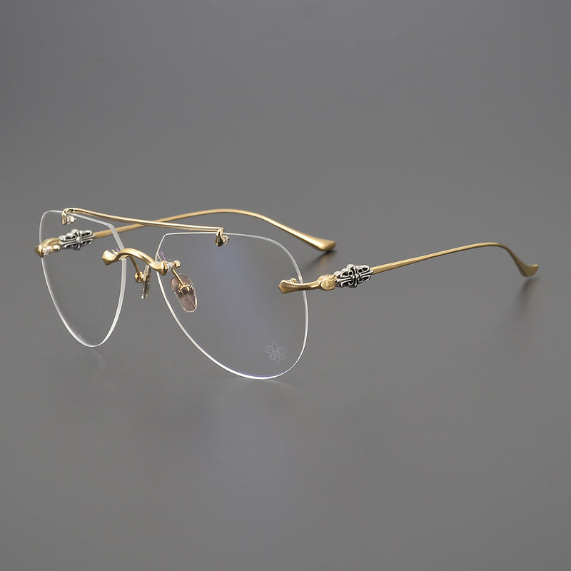 CHH Chrome Hearts Glasses Versatile Frameless Double Beam Ultra Light Toad Myopia Glasses Frame