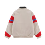 Men Cotton Mixed Jacket Coat Racing Suit Men's Winter Cotton Padded Stitching Embroidery Letters Polo Collar Jacket