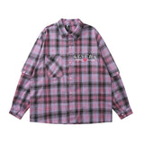 Men Long Sleeved T Shirt Plaid Long Sleeve Shirt Boys Sleeve Letter Lapel Shirt Coat