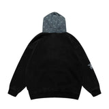 Men Fleece Lined Hoodie Cowboy Patchwork Hoodie Male Letter Five-Pointed Star Hat Loose