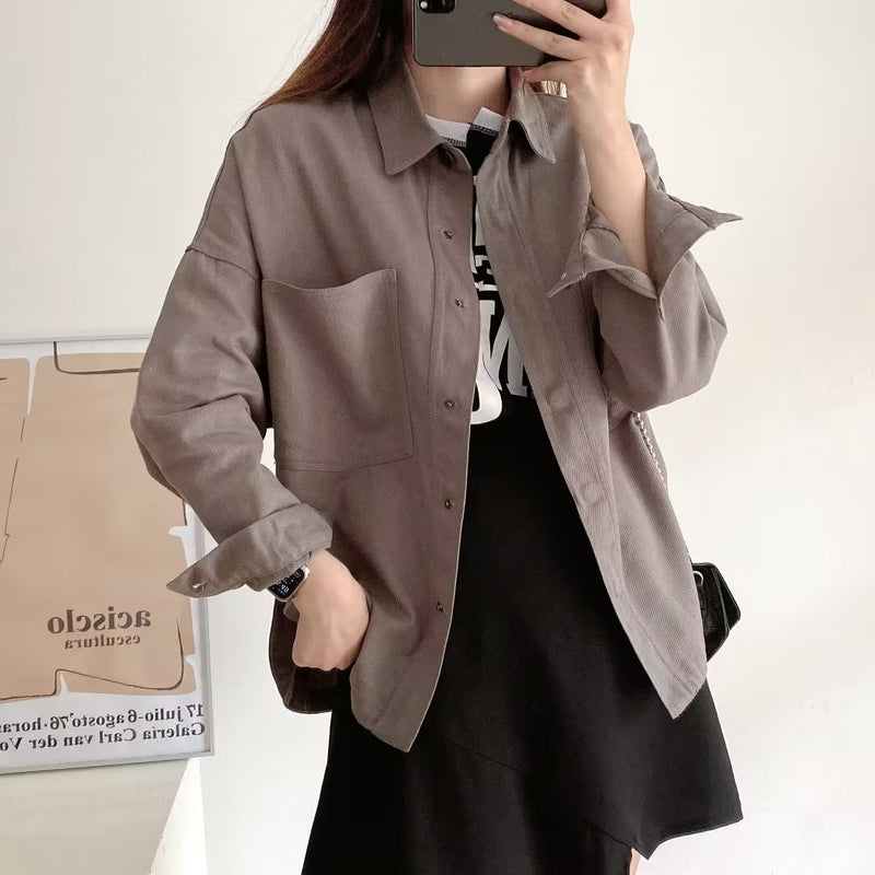 Women T-Shirt Long Sleeve Denim Shirt Women Loose Top