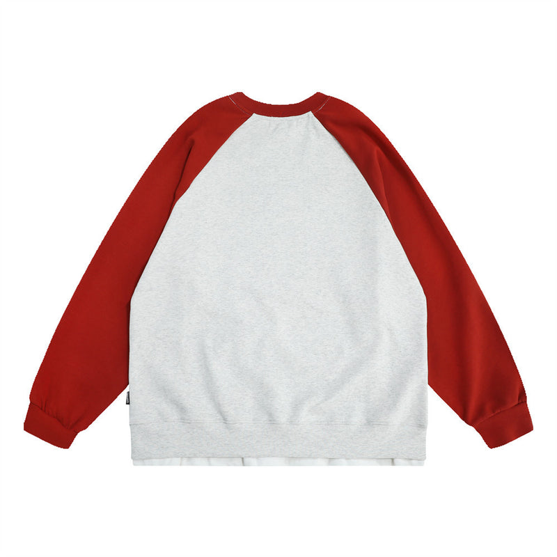 Men Hoodie round Neck Sweater Men's Autumn Loose Raglan Sleeve Top
