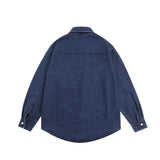 Men Long Sleeved T Shirt Embroidered Denim Long Sleeve Shirt Men Spring and Autumn Wash Water Denim Shirt Coat