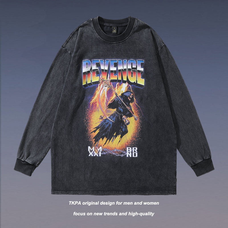 Men Long Sleeve Shirt Flame Print Long Sleeve T-shirt Men and Women Couple