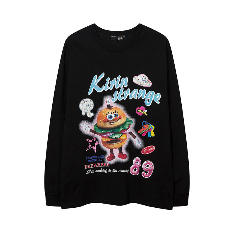 Men Long Sleeve Shirt Fashion Brand Cartoon Print Couple Upper Clothes Long Sleeves T-shirt Men and Women