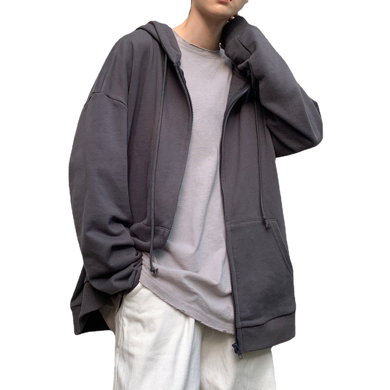 Men Hoodie Japanese Style Vintage Cardigan Sweater Men's Hooded Hong Kong Style Loose
