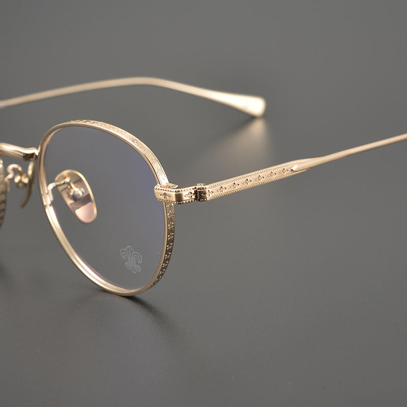 CHH Chrome Hearts Glasses Collection Versatile Vintage Round Engraved Pure Titanium Myopia Glasses Frame