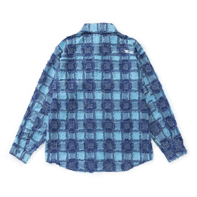 Men Long Sleeved T Shirt Plaid Cat Beard Long Sleeve Shirt Loose Embroidered Letter Shirt